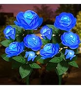YWYWLED Solar Flower Lights Outdoor - Upgraded New Material Two Modes Realistic LED Solar Powered...