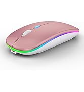 WREANU Wireless Bluetooth Mouse Rechargeable Laptop Mice with LED Light Silent Slim Use(BT5.2 & P...