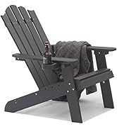 Melucivi Adirondack Chair Weather Resistant with Cup Holder, Fire Pit Chair Patio Outdoor Garden ...