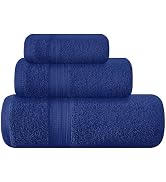 BOUTIQUO Ultra Soft 3 Pack Cotton Towel Set, Contains a Bath Towels 27x54 inch, a Hand Towels 16x...
