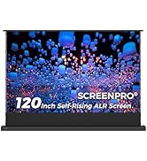 SCREENPRO 120 inch Non-Tensioned Floor Rising Projector Screen, Motorized Pull Up ALR Projector S...