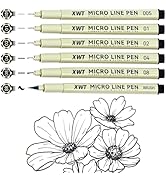 XWT Micro Fineliner Pens 6 Size/Set, Ultra Fine Fineliner Pen, Brush Marker Pen, Water-based Blac...