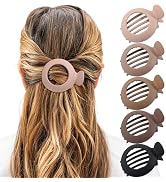 AWAYTR 5Pcs Flat Claw Hair Clips for Women with Thin &amp; Thick hair, Non-slip Round Jaw Clamp for L...