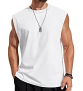 COOFANDY Mens Sleeveless Shirts Cotton Workout Tank Tops Cut Off Shirts Gym Muscle Loose Fit Tee