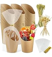 Ocmoiy 50Sets Disposable Charcuterie Cups with Sticks and Bags, 14 oz Kraft Paper Snack Boxes Ind...