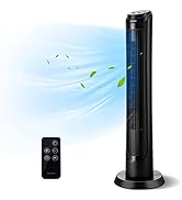 COSTWAY Tower Fan with Remote Control, 40-Inch Portable Household Fan with 80 Degrees Oscillation...