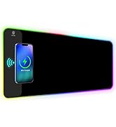 AIMSA Wireless Charging RGB Gaming Mouse Pad 15W, Extended LED Desk Mat Protector 800x300x4MM, 14...