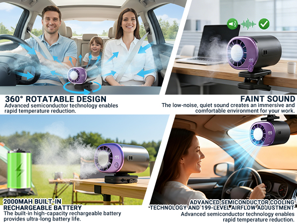 2026 Mini Portable Car Clip on Air Conditioner Fan