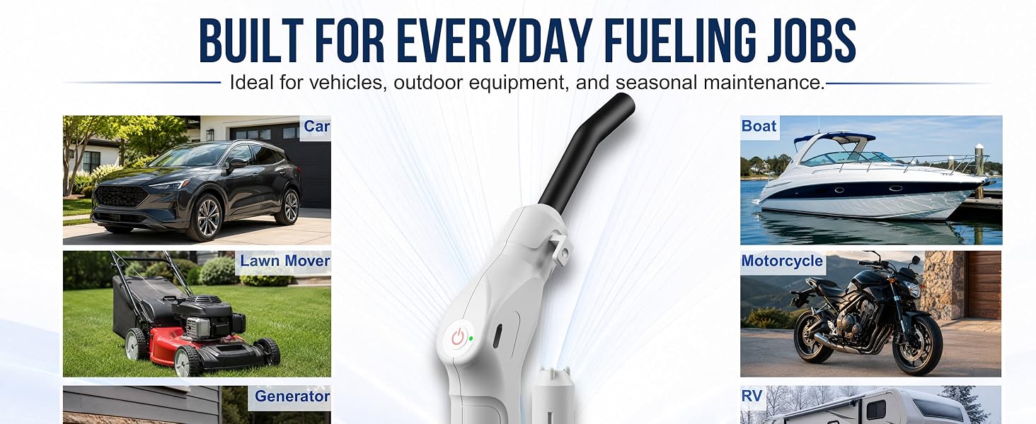 Electric fuel transfer pump for cars, boats, RVs, lawn mowers and outdoor equipment