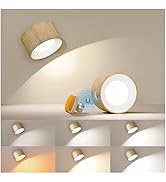 AKSDA Battery Operated Wall Light, LED Wall Sconce with 3 Color Modes 3 Brightness Levels 360°Rot...