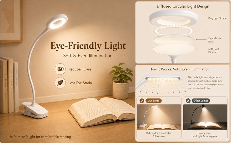 eye-friendly clip on light