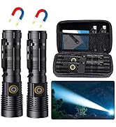 Rechargeable Tactical Flashlights 20000 High Lumens - 1500 Meters Long Beam Super Bright LED Magn...