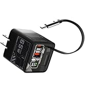 MFish 65W GaN Fast Wall Charger, USB C Charger Block Built-in 2.6ft Retractable USB-C Cable, USB-...