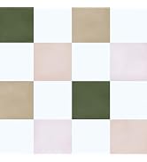 Ismoon Wall Paper Peel and Stick Modern Plaid Wallpaper 17.3" x 78.7" Green and White Mosaic Chec...