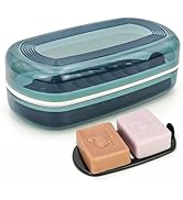 AIDIMMING Shampoo &amp; Conditioner Bar Holder, Large Plastic Travel Soap Case, Portable Bar Soap Dis...