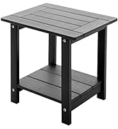 Meluvici Double Adirondack Side Table Weather Resistant, Outdoor Rectangular End Table for Adiron...
