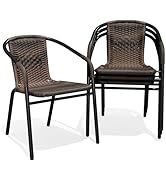 JEAREY Outdoor Patio Rattan Dining Chairs Set of 4, All Weather Stackable Dining Chairs for Lawn,...