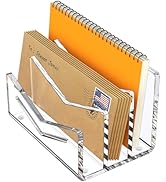 Beego Envelope and Mail Organizer Countertop - 3 Compartments Clear Acrylic Desk Organizer Letter...