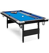 GYMAX Pool Table, 6FT Foldable Billiard Table with Complete Set of Balls, 2 Cue Sticks, Chalk &amp; F...