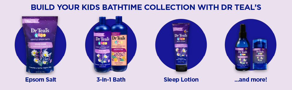 build your kids bathtime routine with epsom salt; 3 in 1 bath; sleep lotion; sleep spray