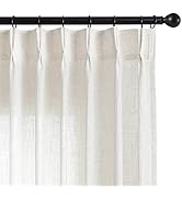 Joydeco Pinch Pleated Linen Curtains 96 Inch Long 2 Panel Set for Living Room, Semi Sheer Curtain...