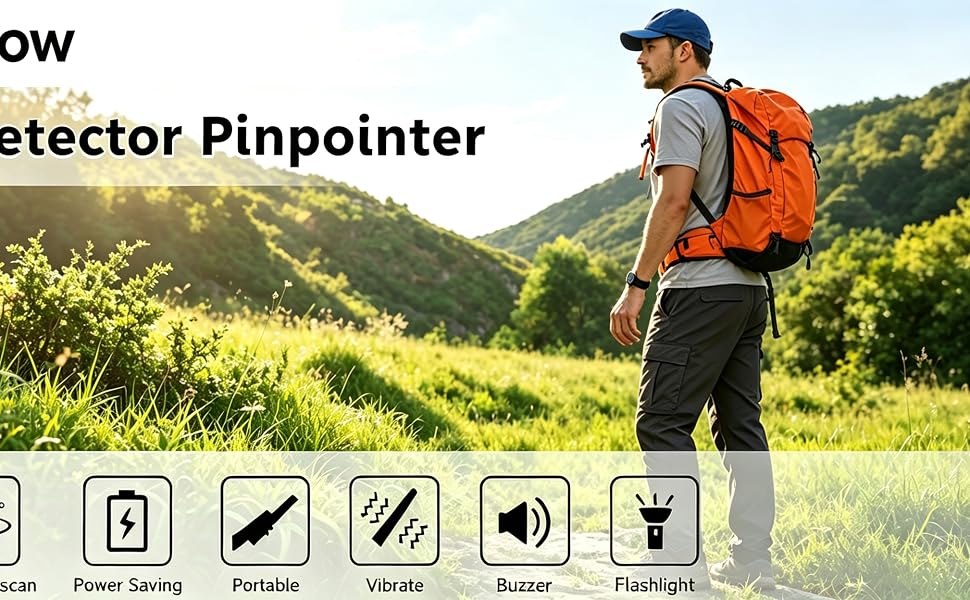 Handheld Metal Detector Pinpointer, 360° High Sensitivity Treasure Pinpointing Finder