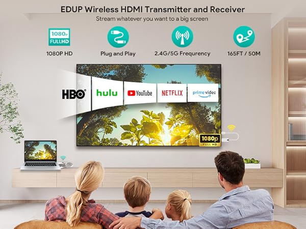 EDUP Wireless HDMI Transmitter and Receiver Stream whatever you want to a big screen 