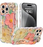 ROSEHUI for iPhone 15 Pro Max Case,Floral Curly Wavy for Women Girls,Colorful Retro Oil Painting ...