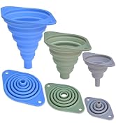 Kitchen Funnel Set of 3,Small and Large,Funnels for Kitchen Use Filling Bottle,Folding Silicone F...