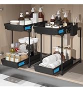 Sevenblue 2 Pack Double Sliding Under Sink Organizers and Storage, 2 Tier Under Bathroom Cabinet ...