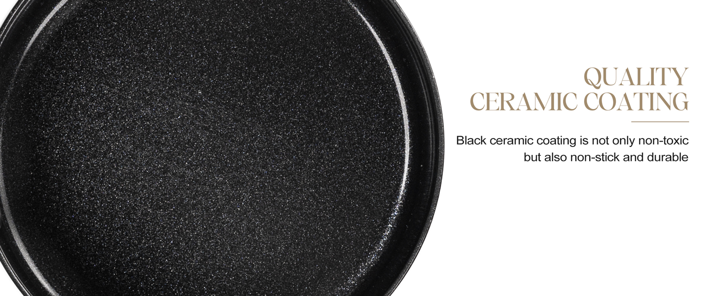 sauce pan with lid Black Ceramic non-toxic non-stick durable