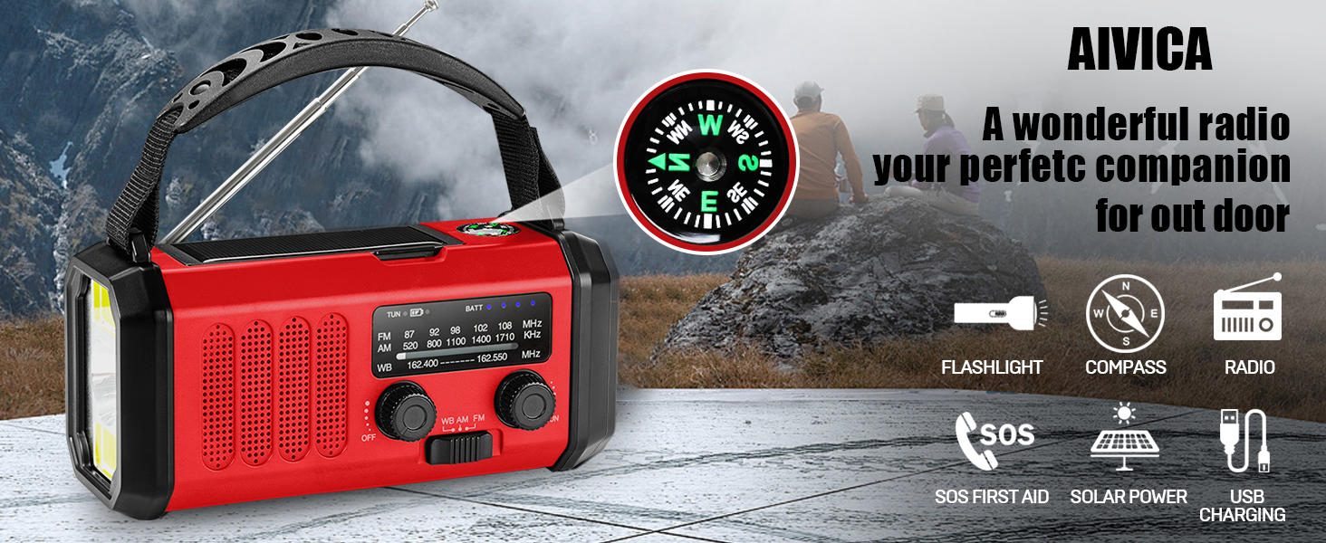 Aivica hand crank emergency radio
