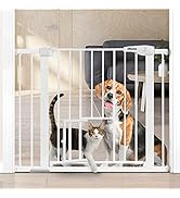 Dog Gate Durable Pet Gate Easy Walk Thru Dog Fence Gate with Pet Door for Stairs Doorways House, ...