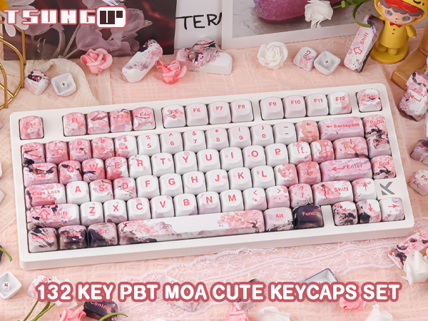 Landscape Painting Sakura Pink Cute Keycap Set