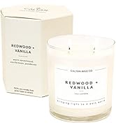 Calyan Wax Scented Candle, Redwood &amp; Vanilla Candle for The Home Scented with Butterscotch, Soy W...