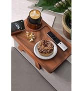 ROCDEER Sofa Arm Tray, Acacia Wood Couch Cup Holder, Portable Large Sofa Armrest Tray Anti-Spill ...
