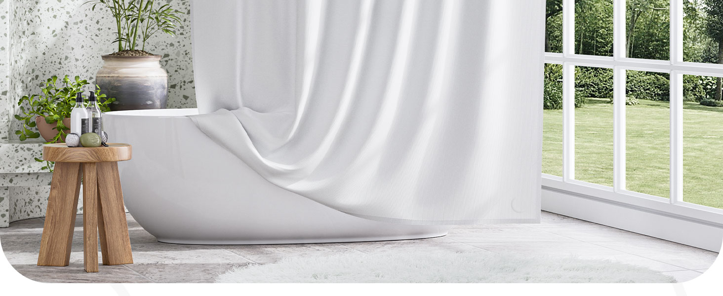 Amazer White Shower Liner Cloth Waterproof