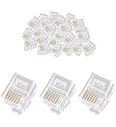 Menewstart 100Pack Telephone Modular Plug RJ12 6P6C Connector for Phone Line Cord, Compatible wit...