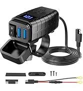HAOQUOOU Motorcycle Phone Charger,Quick Charge 3.0 Dual USB Motorcycle Phone Charger with Voltmet...