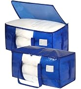 VTSVTS Blue Heavy Duty Moving Bags, 2 pcs Large Storage Bins with Lids, 29 x 14 x 14 In Moving To...