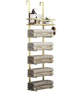 Hanging Towel Racks for Bathroom No Drill - 6-Tier Over The Door Bath Towel Storage Organizer for...