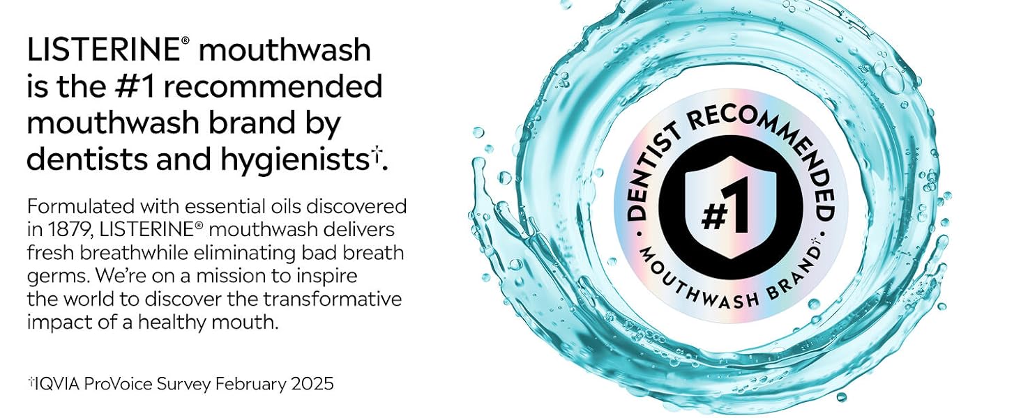 Listerine is the #1 recommended mouthwash brand by dentists and hygienists