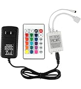 GALYGG 24 Key IR Remote Controller Wireless, Rectifier Control Box, DC 12V 2A Power Supply Plug A...