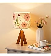 Floresita Dried Flowers Tripod Table Lamp 14.56in, 9W LED 3-Color Cute Bedside Lamp with Flowers ...