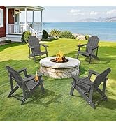 LUE BONA Matte HDPE Adirondack Chairs Set of 2 - Weather Resistant Seating with Cup Holder for Po...