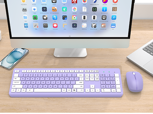 Wireless Keyboard and Mouse Combo, Full Size Silent Ergonomic Keyboard Mouse