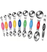 TempPro Magnetic Measuring Spoons Set, 8 Double-Ended Spoons with Leveler | One-Piece Stainless S...