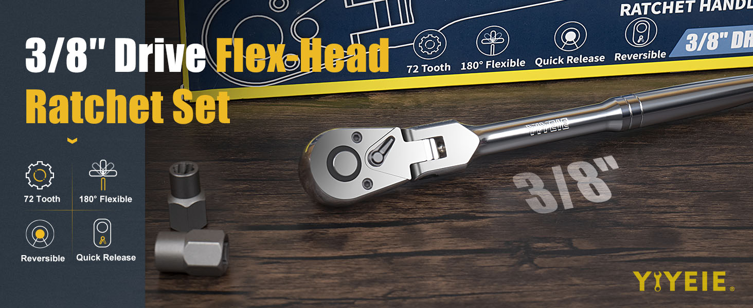 flex head ratchet set 3/8