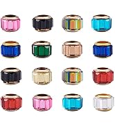 Craftdady 100Pcs Rondelle Glass European Beads Large Hole Faceted Slide Charm Beads with Gold Cor...
