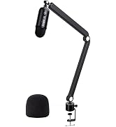 Mic Stand Boom Arm with Mic Cover - Weighted Metal Mic Arm Desk Mount Compatible with Blue Yeti S...